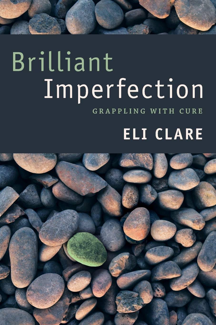 "Brilliant Imperfection" book cover featuring a photo of river rocks.